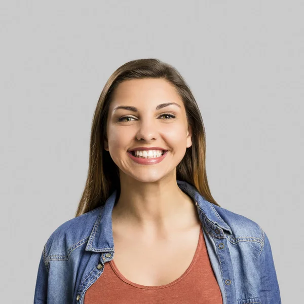 Retrato Una Mujer Hermosa Feliz Sonriendo —  Fotos de Stock