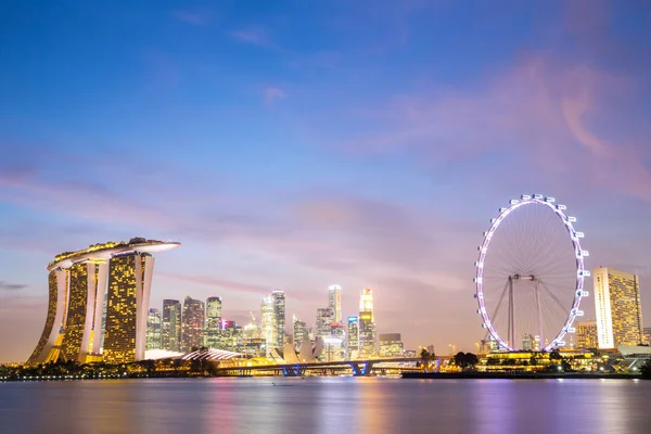 Paysage Urbain Singapour Gratte Ciel Centre Ville Crépuscule — Photo