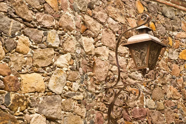 San Miguel Allende Tarihi Gaz Lambası Taş Duvar — Stok fotoğraf