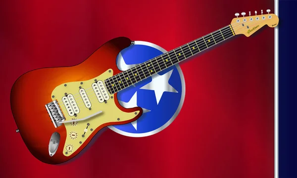 田纳西国旗与电吉他阴影的状态 — 图库照片