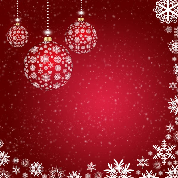 Hintergrund Ist Das Neue Jahr Weihnachtskugeln Aus Schneeflocken Auf Rotem — Stockfoto