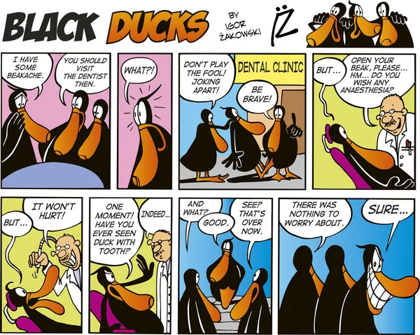 Schwarze Enten Comic Strip Episode — Stockfoto