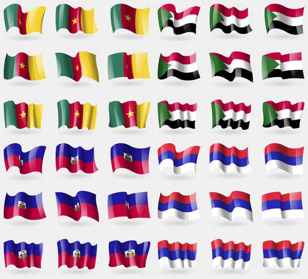 Camerún Sudán Haití República Srpska Conjunto Banderas Los Países Del — Foto de Stock