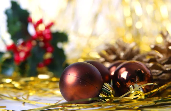 Vista Close Belas Decorações Festivas Brilhantes Natal — Fotografia de Stock