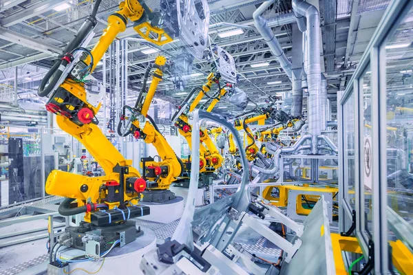 Robotarmen Een Autofabriek — Stockfoto