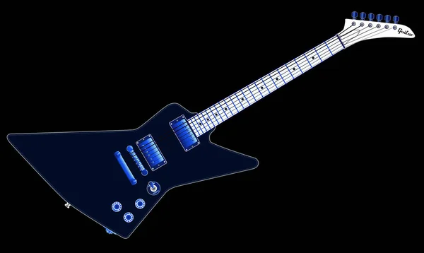 Karanlık Bir Arka Planda Izole Edilmiş Modern Görünümlü Elektro Gitar — Stok fotoğraf