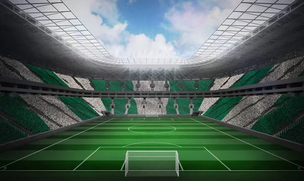 Dijital Olarak Oluşturulan Futbol Stadyumu Karşı Nijeryalı Ulusal Bayrak — Stok fotoğraf