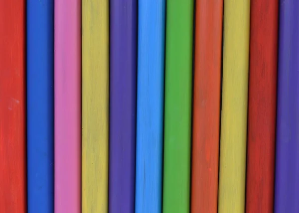 Pilas Verticales Madera Colores Arcoíris — Foto de Stock