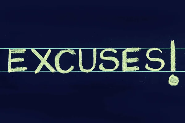 Excuses Woord Handgeschreven Zwarte Schoolbord — Stockfoto
