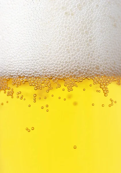 Cerveza Fresca Espuma Burbujeada Textura Vidrio — Foto de Stock