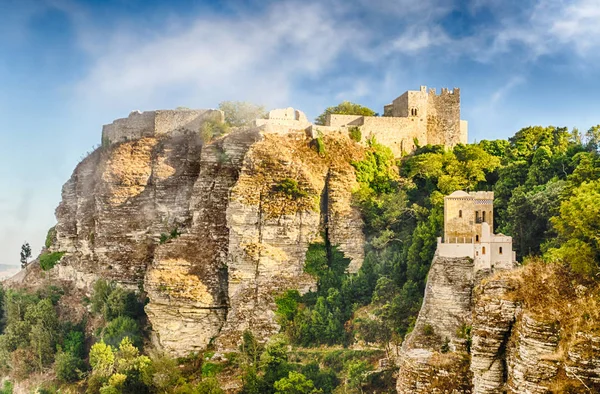 Uitzicht Het Middeleeuwse Kasteel Van Venus Erice Sicilië Zomer 2014 — Stockfoto