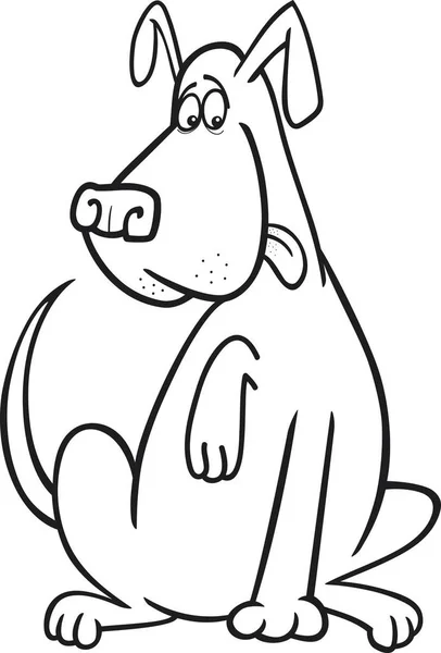 Dibujos Animados Para Colorear Ilustración Perro Sentado Divertido — Foto de Stock