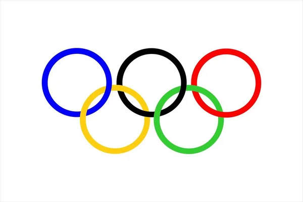 Five Interlocking Olympic Rings Photographed White Field — Stock Photo, Image