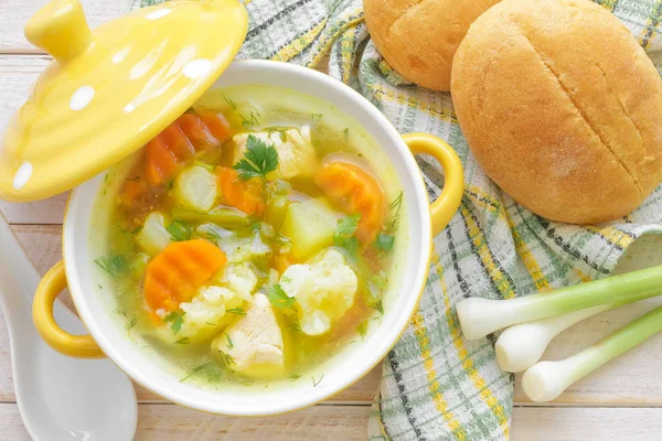 Fresh Homemade Soup Background Close — Stock Photo, Image