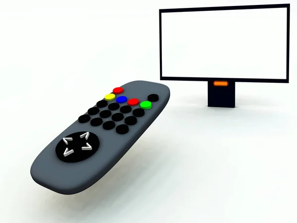 A image of a television remote control and a blank television screen you can fill in.