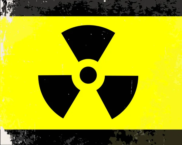 Ein Abgegriffenes Warnstrahlungssymbol Gelb Und Schwarz — Stockfoto