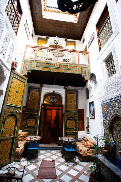Detalj Vackra Kakel Mosaik Dekoration Den Fez Marocko — Stockfoto