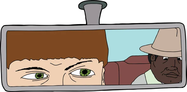 Adamın Dikiz Aynasından Izlerken Şüpheli Sürücü — Stok fotoğraf