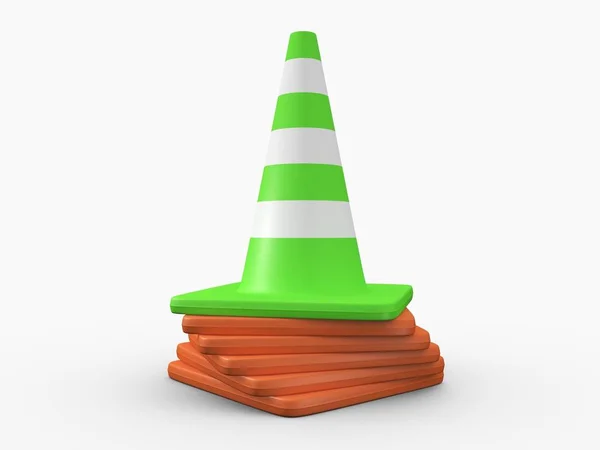 Green Traffic Cone Standing Out Crowd High Resolution Image White — Stock Photo, Image