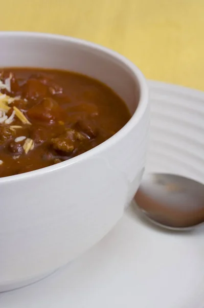 Chunky Homemade Chili Kidney Beans Tomatos Ground Beef — Stock Photo, Image