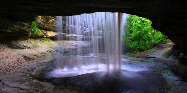 Increíble Vista Desde Detrás Lasalle Falls Del Starved Rock State —  Fotos de Stock