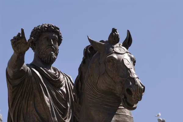 Bronzestatue Des Marcus Aurelius Auf Seinem Pferd Der Hauptstadt Roms — Stockfoto
