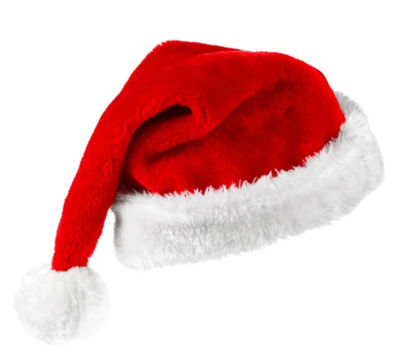 Singolo Cappello Rosso Babbo Natale Isolato Sfondo Bianco — Foto Stock