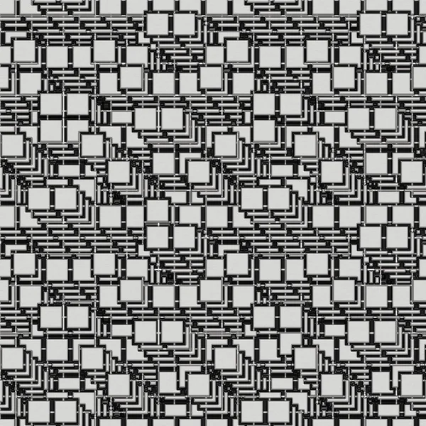 金属方形迷宫在黑色的无缝纹理 — 图库照片