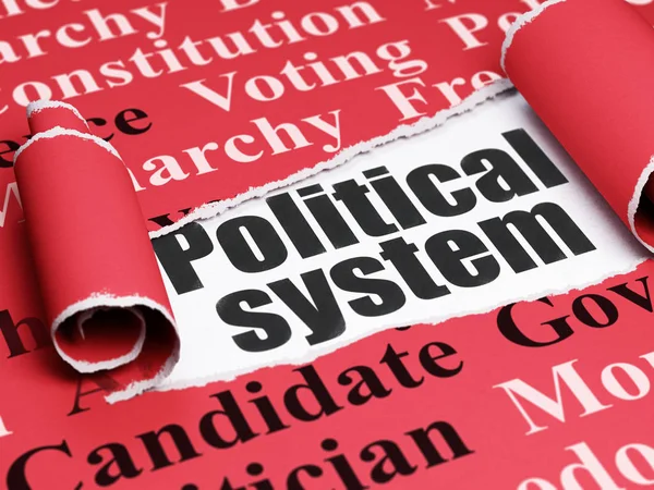 Conceito Político Texto Preto Sistema Político Sob Pedaço Ondulado Papel — Fotografia de Stock