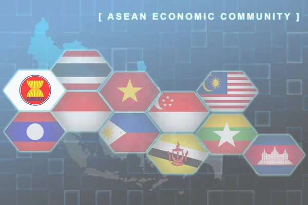 Mapa Moderno Los Países Del Sudeste Asiático Que Serán Miembros — Foto de Stock