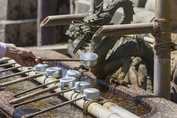 Air Mancur Bambu Naga Tradisional Jepang — Stok Foto