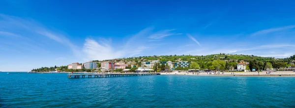 Großes Panorama Von Portoroz Strand Und Ferienort Slowenien — Stockfoto