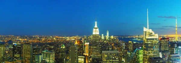 New York Stadtbild Der Nacht Mit Empire State Building Bei — Stockfoto