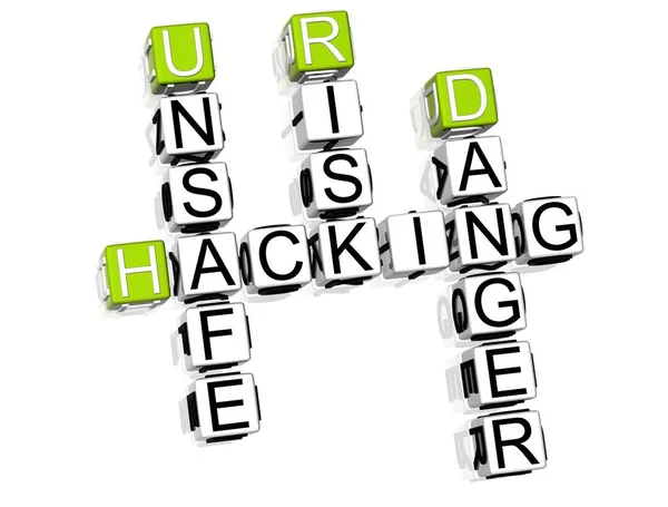 Hacking Gefahr Kreuzworträtsel Auf Weißem Hintergrund — Stockfoto