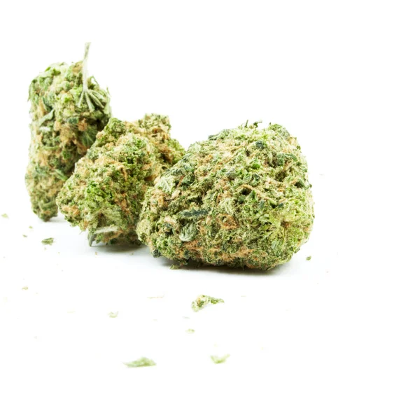 Marihuana Legalización Del Cannabis Objetos Sobre Fondo Blanco Hierba Medicinal — Foto de Stock