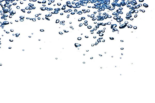 Isoliertes Blaues Wasser Das Mit Blasen Und Wassertropfen Spritzt Abstrakter — Stockfoto