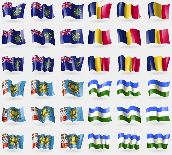 Islas Pitcairn Chad San Pedro Miquelón Bashkortostán Conjunto Banderas Los — Foto de Stock