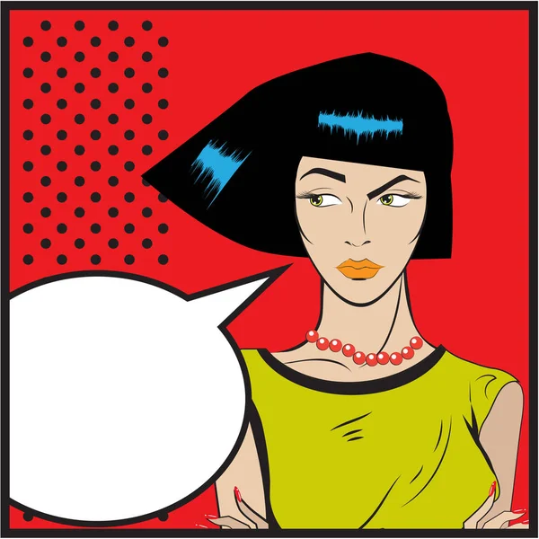 illustration of serious strict woman with speech bubble