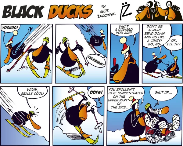 Kaczki Czarny Komiks Odcinek — Zdjęcie stockowe