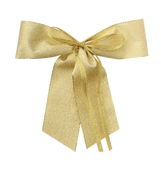 Mooie Gouden Giftbow Geïsoleerd Wit Met Uitknippad — Stockfoto
