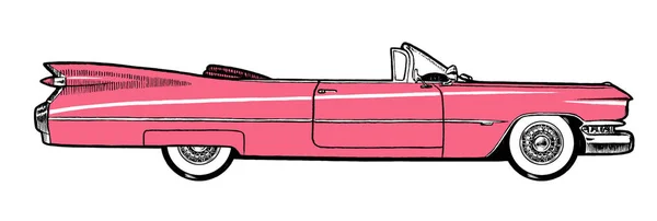 Rose Authentic 1959 Classic Retro Car Выделен Белом Фоне Иллюстрация — стоковое фото