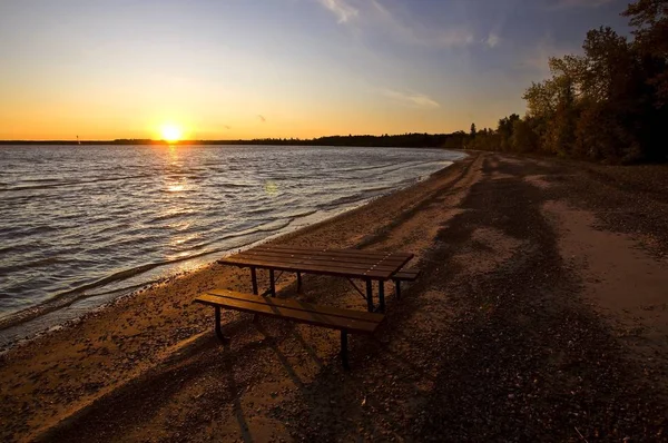 Salida Del Sol Lago Winnipeg Manitoba Canadá —  Fotos de Stock