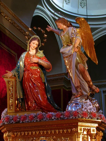 Statue Annunciation Our Lord Jesus Blessed Virgin Mary Angel Gabriel — Stock Photo, Image