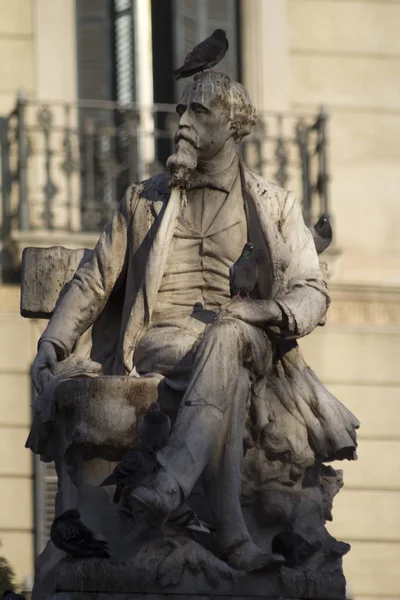 Ansicht Der Rambla Statue — Stockfoto