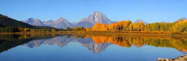 Grande Vista Panorâmica Gama Montanhas Grand Tetons Lago Jackson — Fotografia de Stock