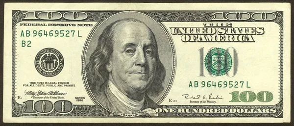 Gescande Afbeelding Van Honderd Amerikaanse Dollars Gemaakt 1996 — Stockfoto