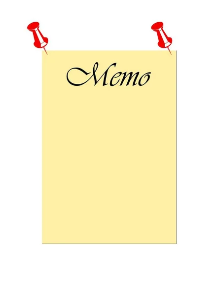 Blank memo pad fixed with push pins, isolated on white background.