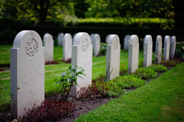 Ein Friedhof Mit Identischem Grabstein Identisch Reihe — Stockfoto