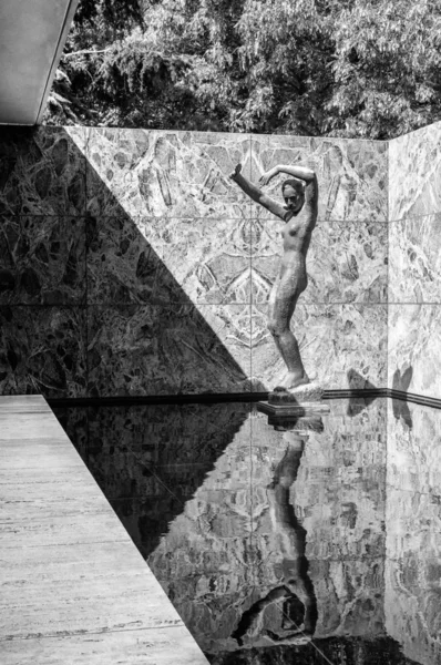 Estátua Mies Van Der Rohe Pavilhão Barcellona — Fotografia de Stock