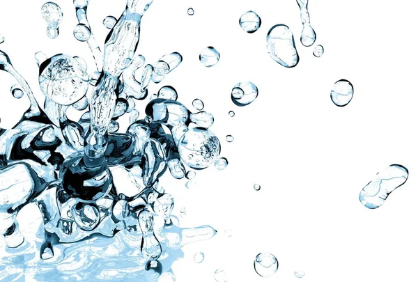 Verse Koude Water Splash Effen Witte Achtergrond Gerenderde Versheid Water — Stockfoto